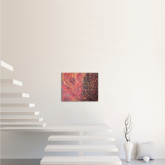 The damned, fiery, hell fire, evil spirits, small mixed media, original painting - Picture 5 of 5